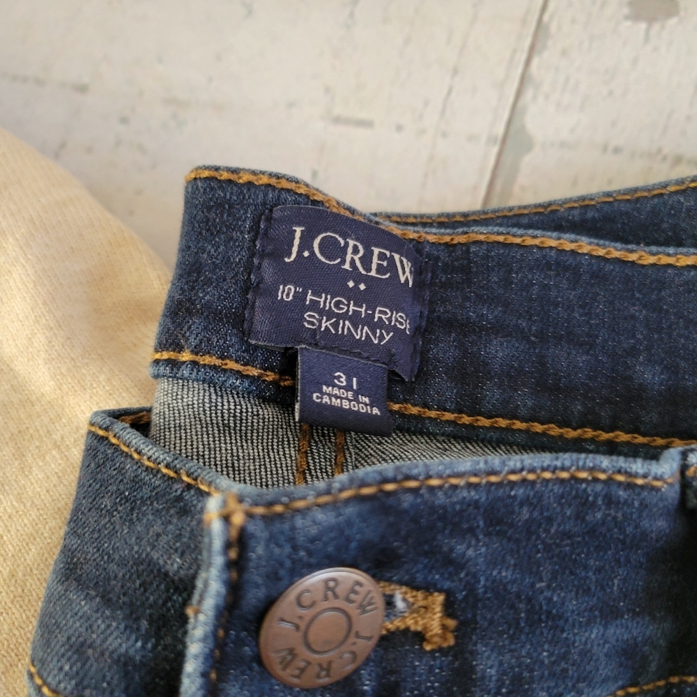 J. Crew 10" High Rise Skinny Womens Jeans In Dark Wash
